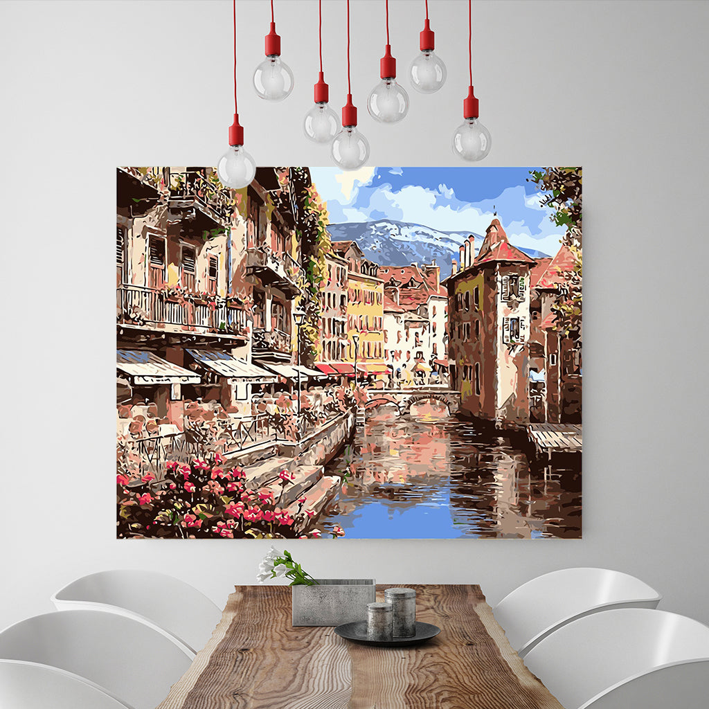 DIY Painting by number kit | Town by the river
