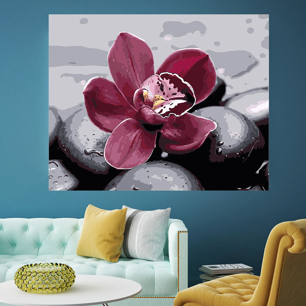 DIY Painting by number kit | Beautiful flower between the stones