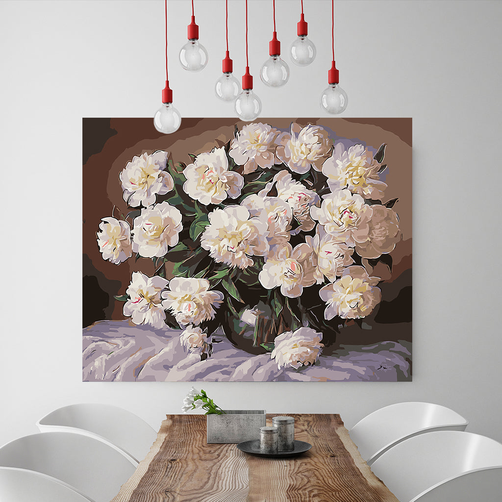 DIY Painting by number kit | Beautiful white peony