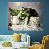 DIY Painting by number kit | Cat on the basket