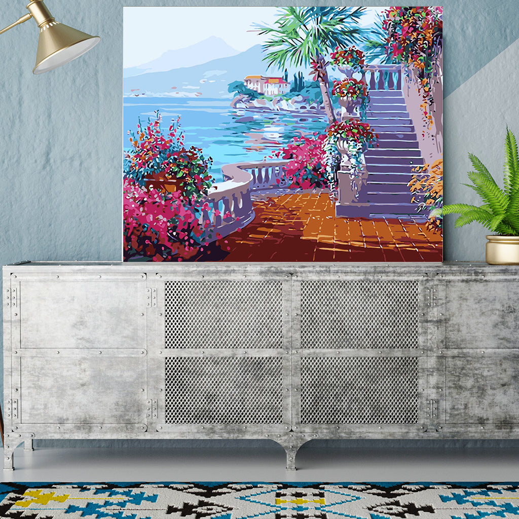 DIY Painting by number kit | Beautiful scenery of the Aegean Sea