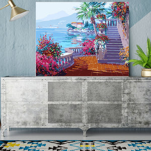 DIY Painting by number kit | Beautiful scenery of the Aegean Sea