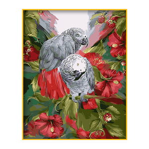 DIY Painting by number kit | Parrots