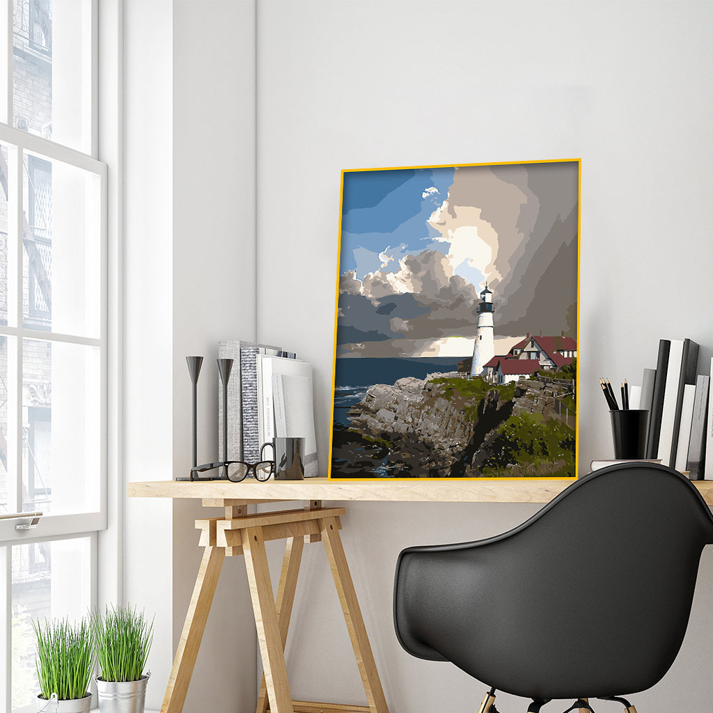 DIY Painting by number kit | Lighthouse by the sea