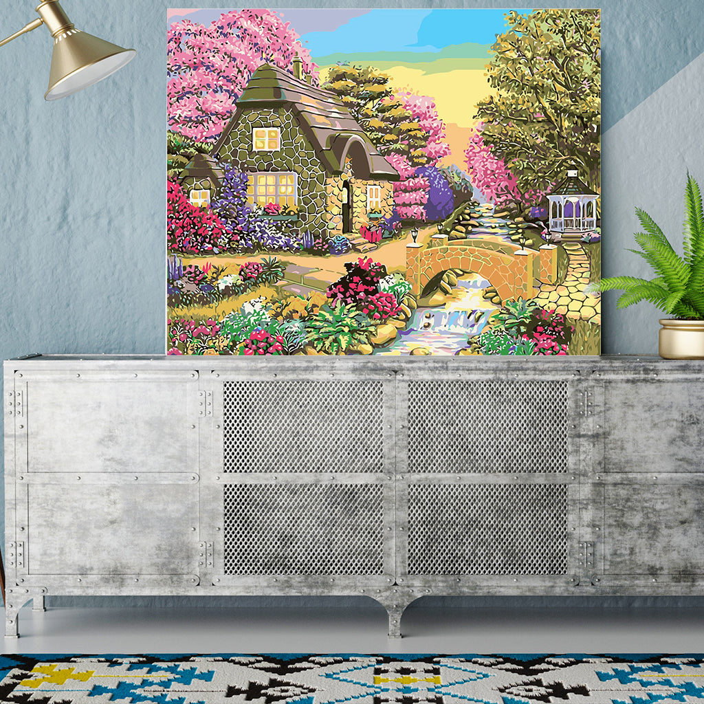 DIY Painting by number kit | Beautiful environment of the cottage