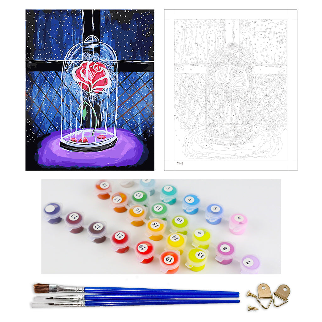 DIY Painting by number kit | Preserved flowers in glass