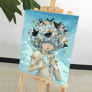 DIY Painting by number kit | Insects healing girl