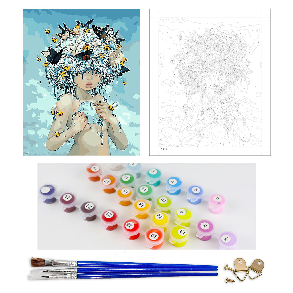 DIY Painting by number kit | Insects healing girl