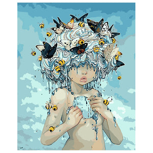 DIY Painting by number kit | Insects healing girl