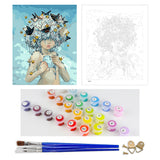 DIY Painting by number kit | Insects healing girl