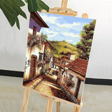 DIY Painting by number kit | Village scenery