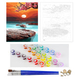DIY Painting by number kit | Peach Blossom Lake Water Bright Moonlight