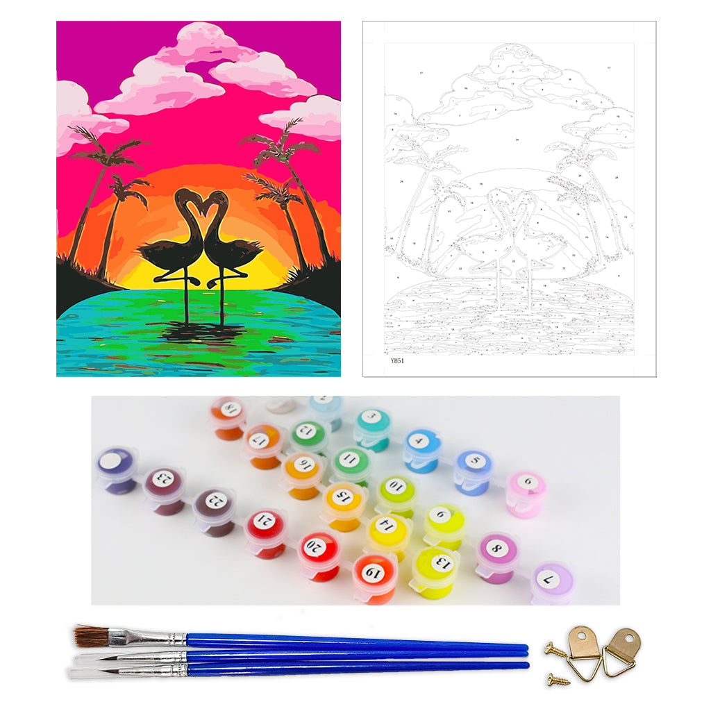 DIY Painting by number kit | Flamingo couple
