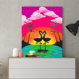 DIY Painting by number kit | Flamingo couple