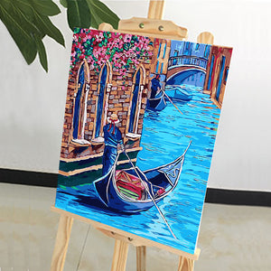 DIY Painting by number kit | Boat on the river in venice