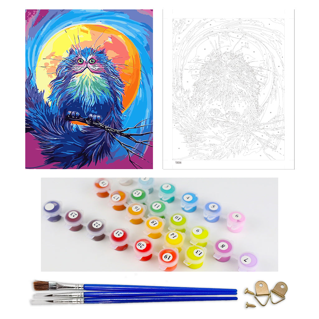 DIY Painting by number kit | Nighthawk under the big moon