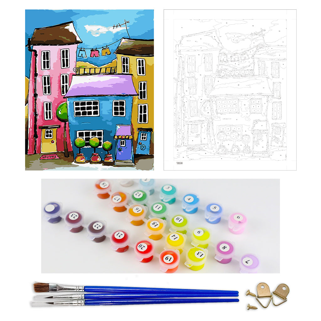 DIY Painting by number kit | Cartoon house