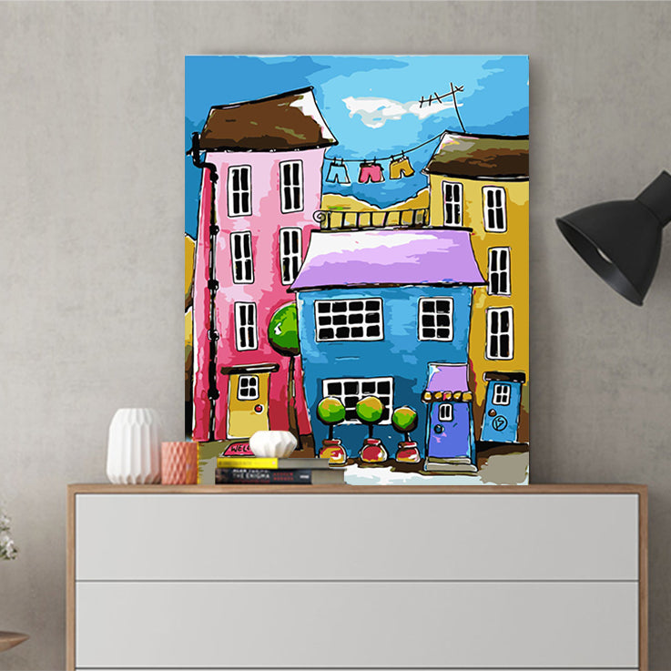 DIY Painting by number kit | Cartoon house