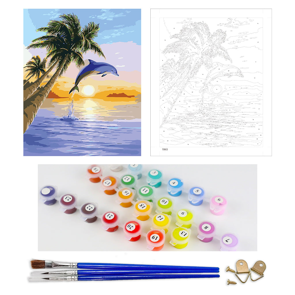 DIY Painting by number kit | Dolphin jumping in the sea