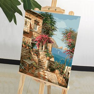 DIY Painting by number kit | Beautiful house by the sea
