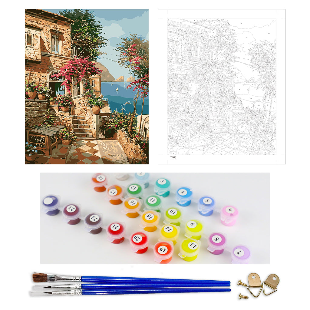 DIY Painting by number kit | Beautiful house by the sea