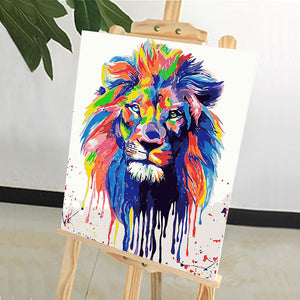DIY Painting by number kit | Watercolor lion