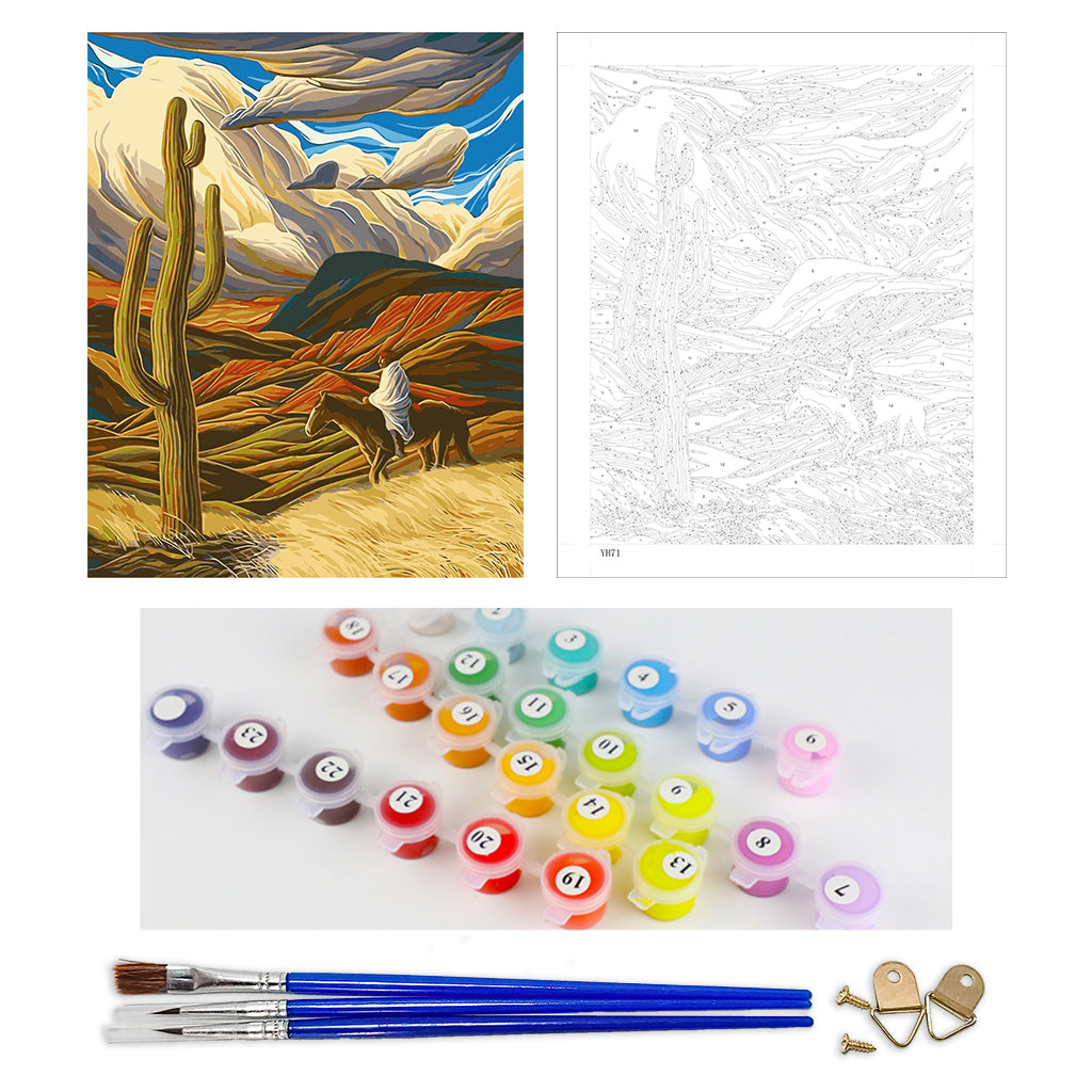 DIY Painting by number kit | Horse riding in the desert
