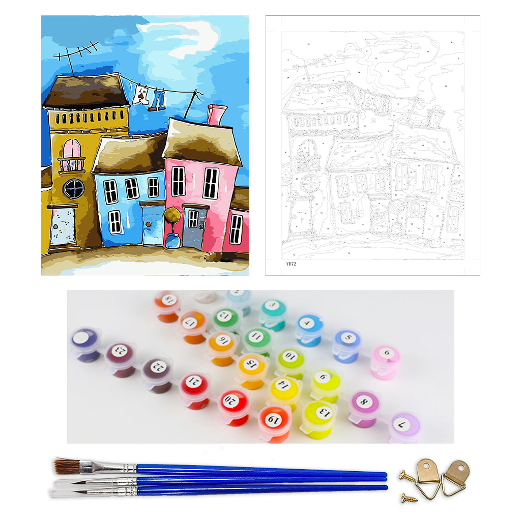 DIY Painting by number kit | Cartoon house