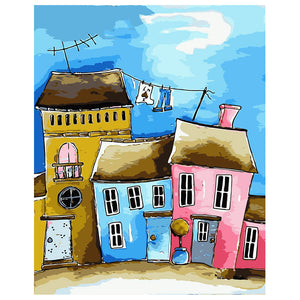 DIY Painting by number kit | Cartoon house