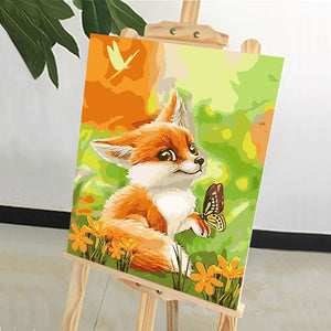 DIY Painting by number kit | A fox and A butterfly