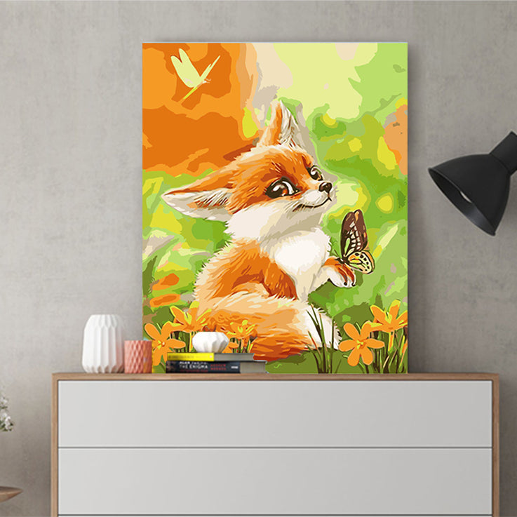 DIY Painting by number kit | A fox and A butterfly