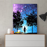 DIY Painting by number kit | Girl under the romantic starry sky