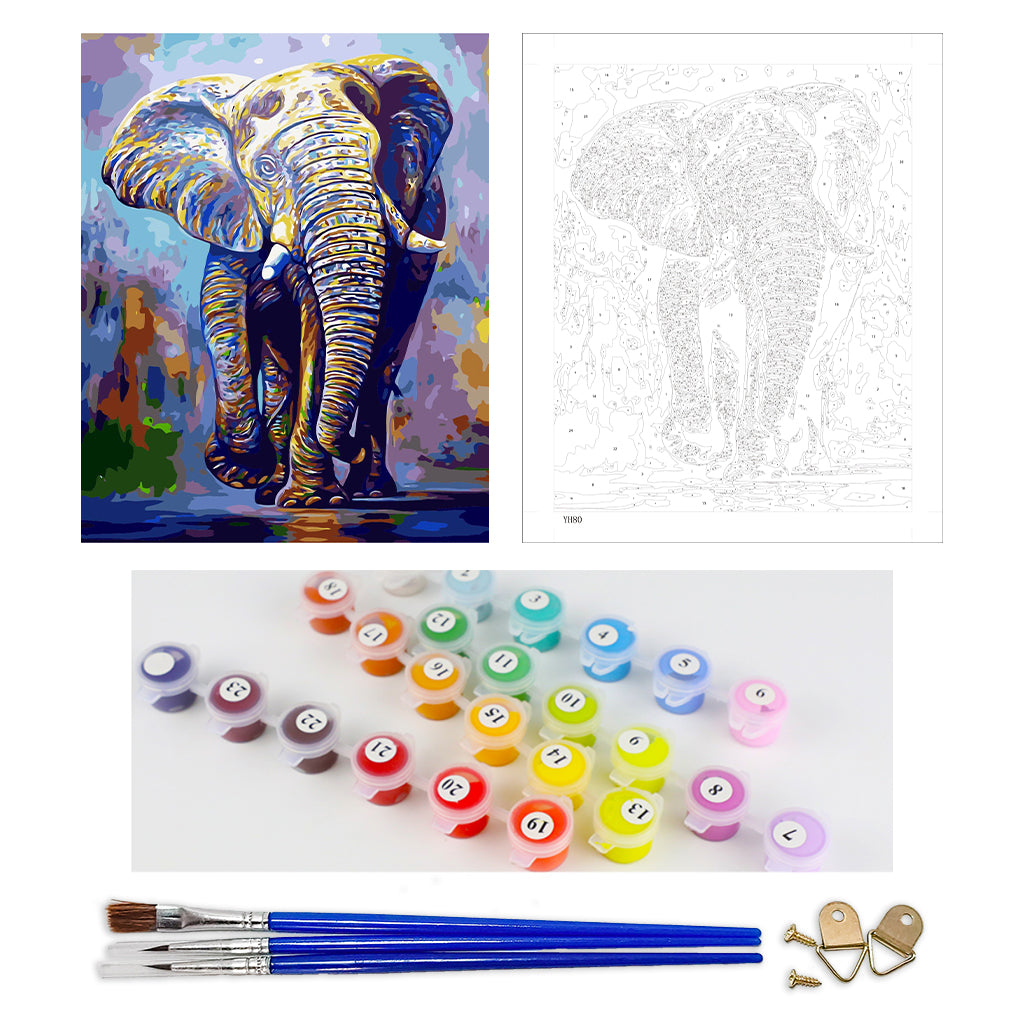 DIY Painting by number kit | Wild elephant