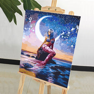 DIY Painting by number kit | Mermaid under the moonlight