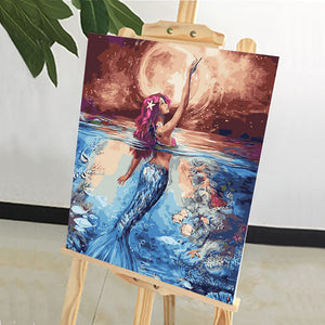 DIY Painting by number kit | Mermaid emerging from the water
