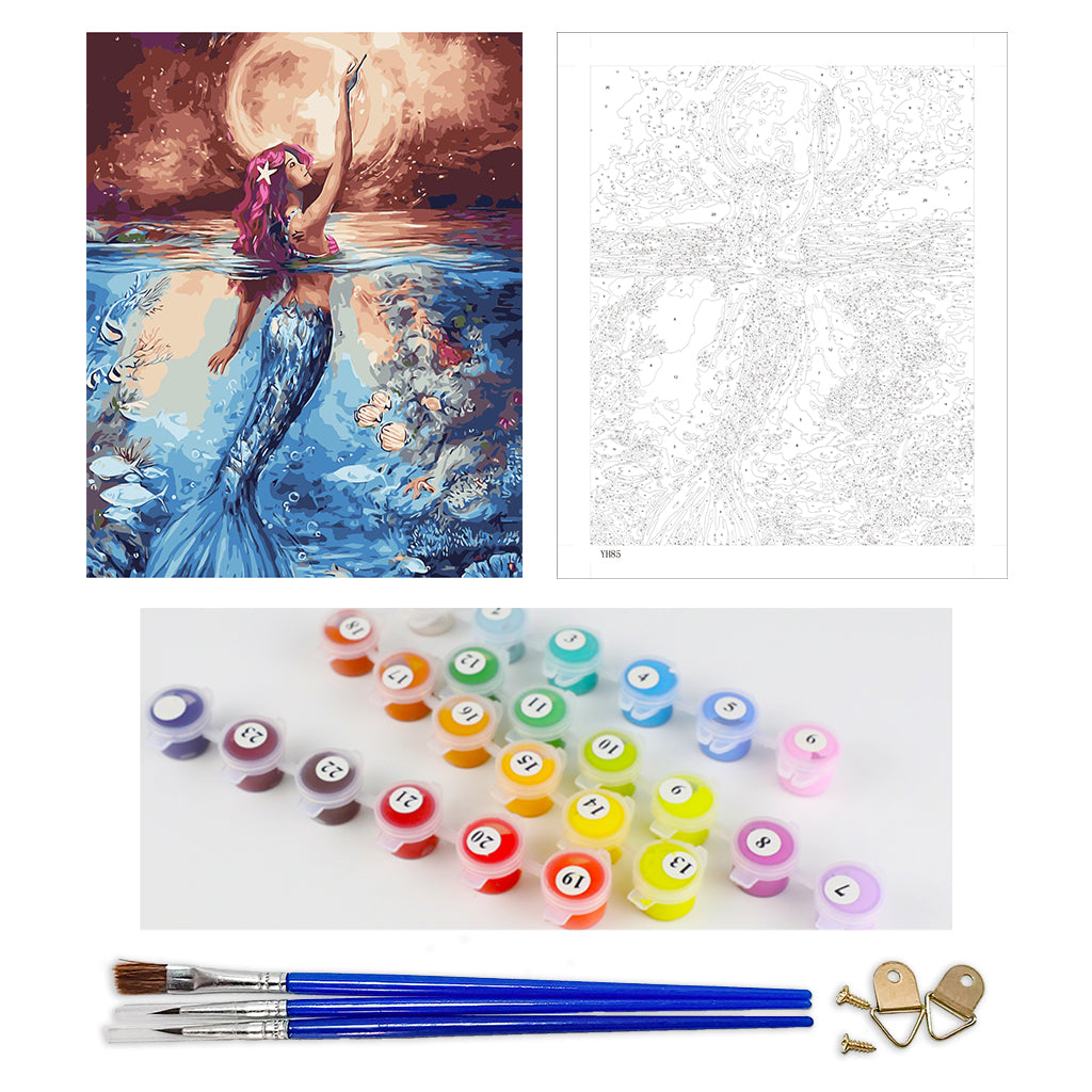 DIY Painting by number kit | Mermaid emerging from the water