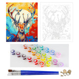 DIY Painting by number kit | Sika deer with birds on antlers