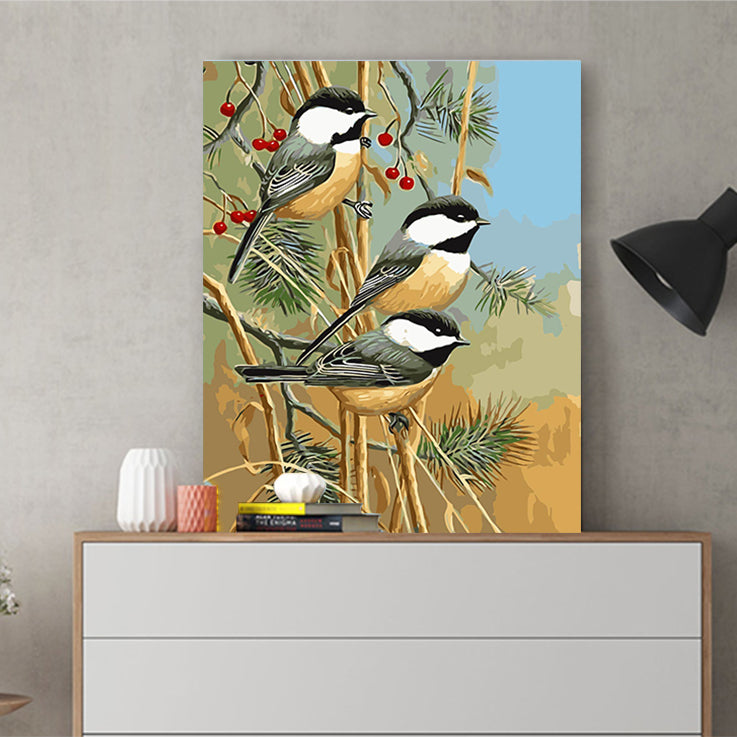 DIY Painting by number kit | Three magpies