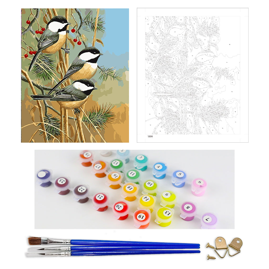 DIY Painting by number kit | Three magpies