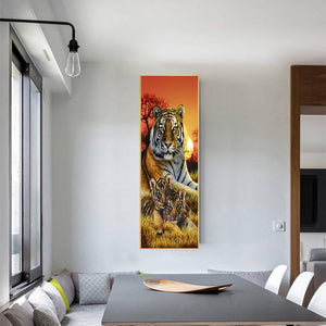 Full Large Diamond Painting kit - Tiger Father and Sons