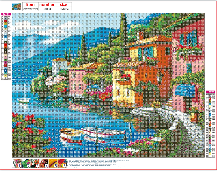 Full Diamond Painting kit - Houses by the sea