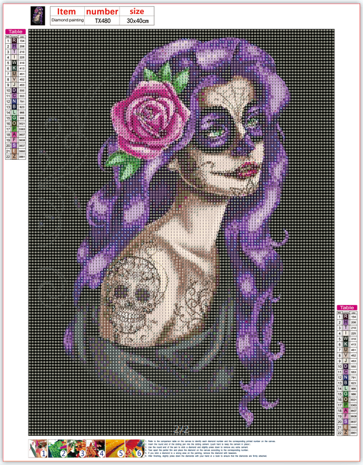Full Diamond Painting kit - Beautiful skull girl