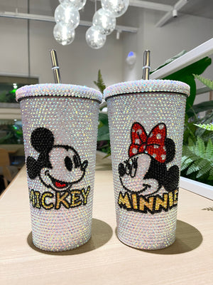 DIY Large capacity straw cup  (with glue tools)- Mickey Minnie