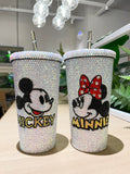 DIY Large capacity straw cup  (with glue tools)- Mickey Minnie
