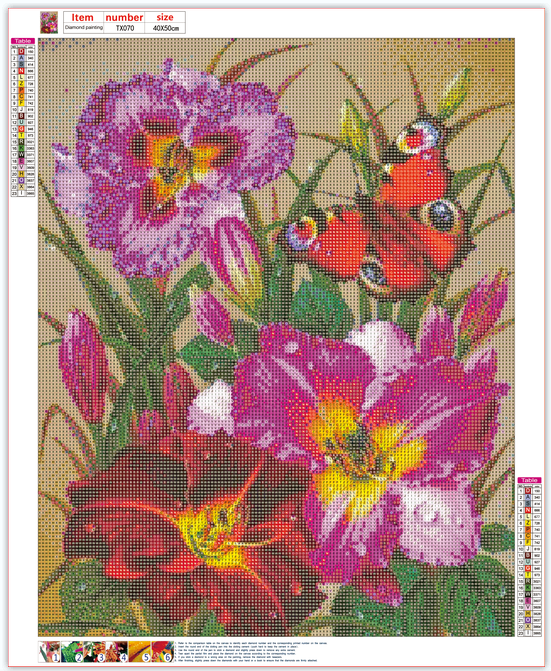 Full Diamond Painting kit - Beauty flowers and butterfly
