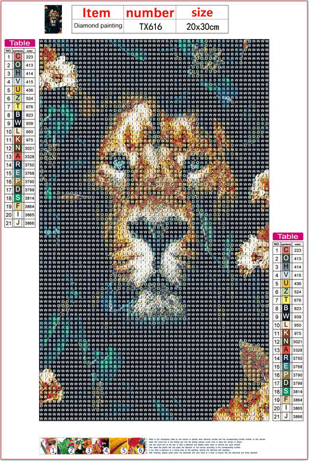 Full Diamond Painting kit - Lion on the flowers