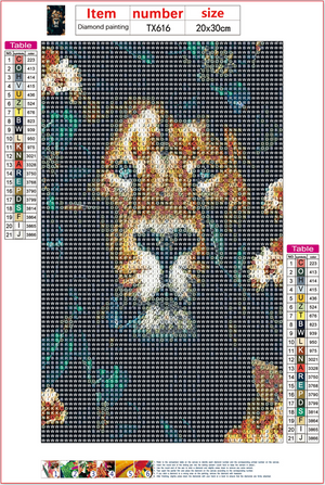 Full Diamond Painting kit - Lion on the flowers