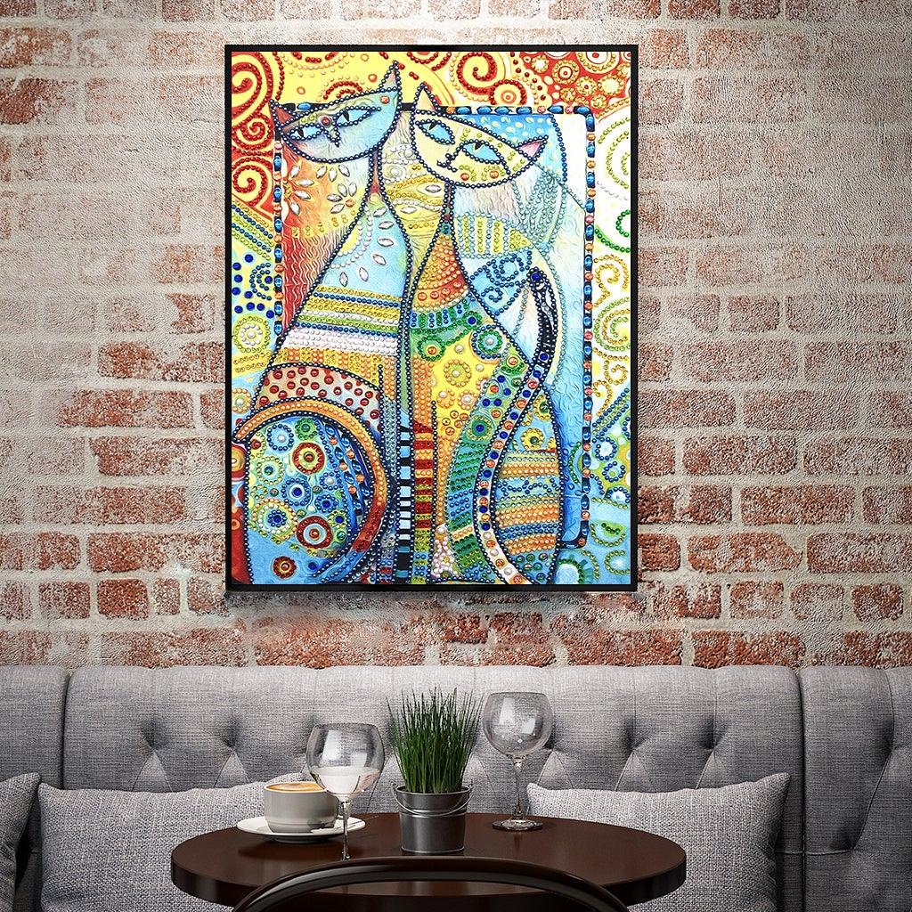 Crystal Rhinestone Diamond Painting Kit - Abstract Animal Cat - Hibah-Diamond painting art studio