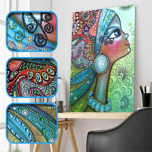 Crystal Rhinestone Diamond Painting Kit - African Girl - Hibah-Diamond painting art studio
