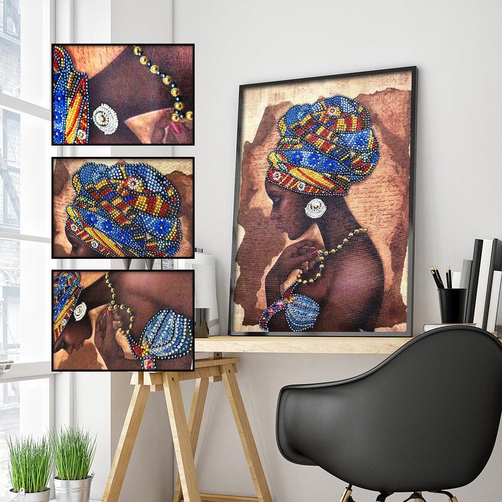 Crystal Rhinestone Diamond Painting Kit - African woman - Hibah-Diamond painting art studio
